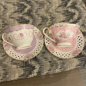 Grace Teaware - set of 2 tea cups & saucers NWT
